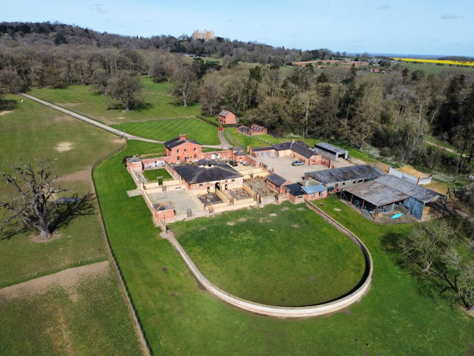 The Belvoir Hunt Kennels with Belvoir Castle in the background