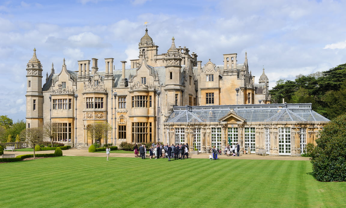 A view of the outside of Harlaxton Manor including the Orangery