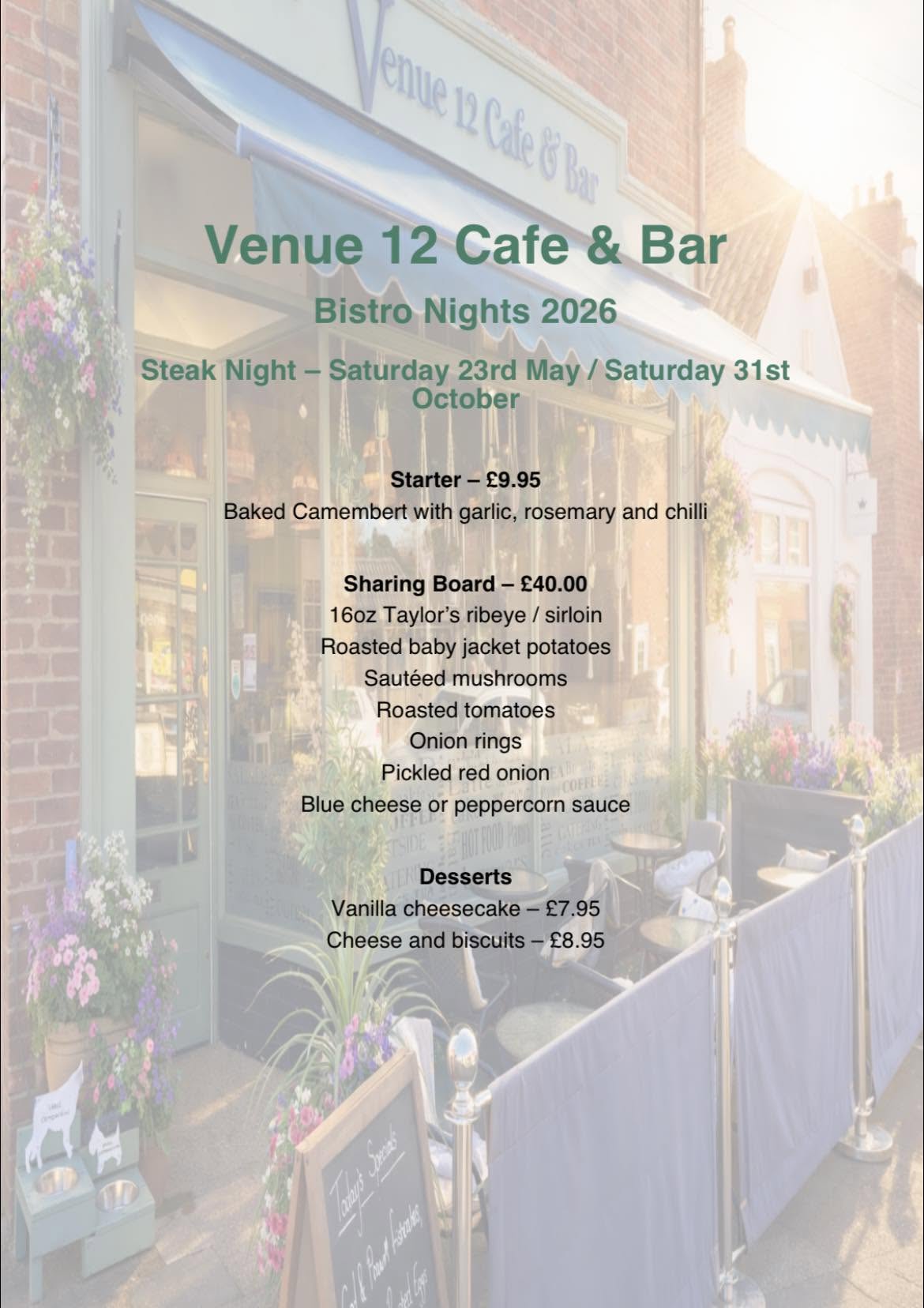 venue 12 menu
